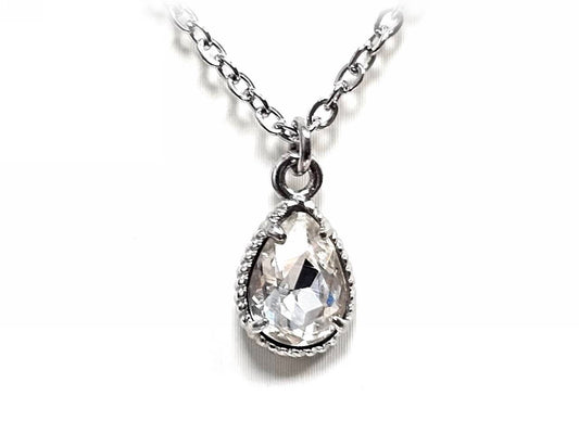 Κολιέ Ατσάλι 316L , με στρας σε χρώμα Ασημί