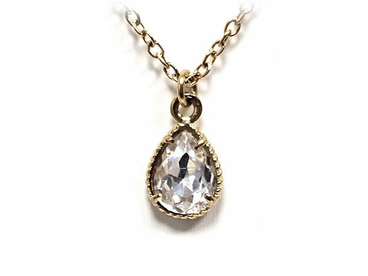 Κολιέ Ατσάλι 316L , με στρας σε χρώμα Χρυσαφί