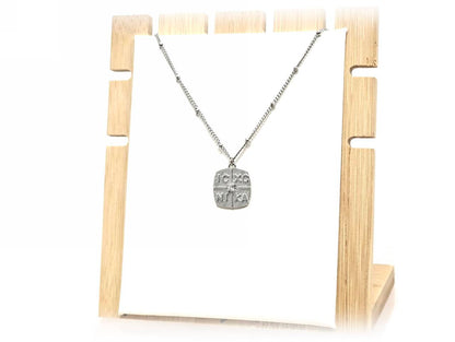 Κολιέ Ατσάλι 316L, αλυσίδα με σταυρό και στρας σε χρώμα Ασημί