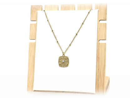 Κολιέ Ατσάλι 316L, αλυσίδα με σταυρό και στρας σε χρώμα Χρυσαφί