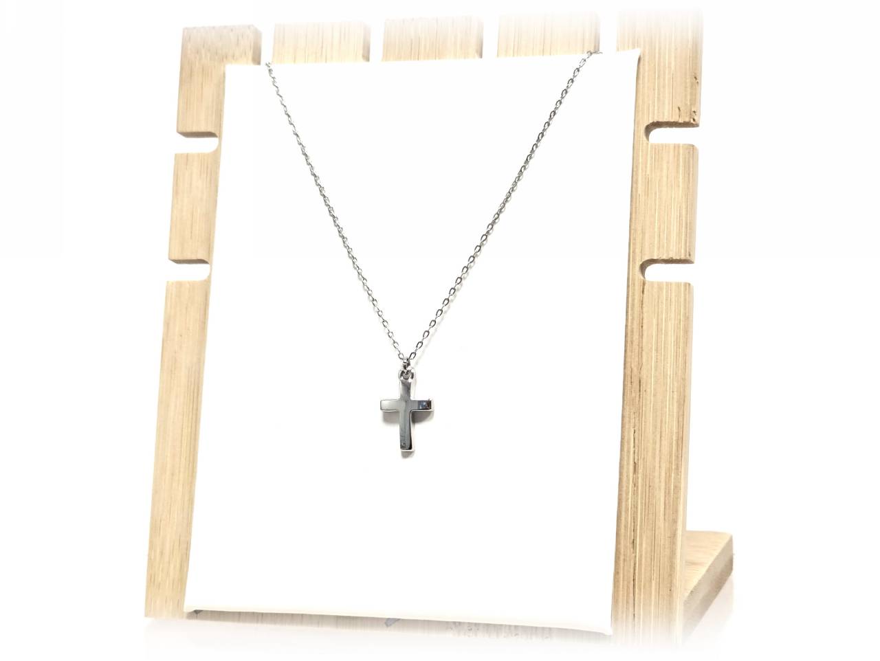 Κολιέ Ατσάλι 316L, αλυσίδα με σταυρό σε χρώμα Ασημί