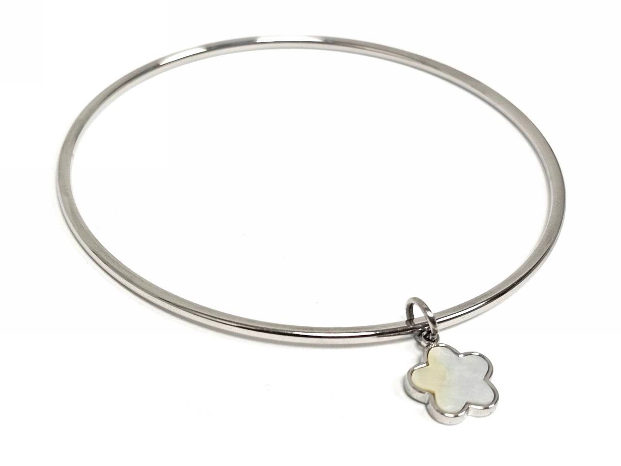 Βραχιόλι Ατσάλι 316L, με λουλούδι φίλντισι σε χρώμα Ασημί