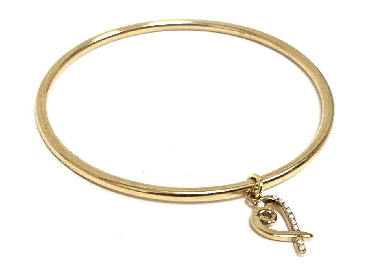 Βραχιόλι Ατσάλι 316L, με καρδιά και στρας σε χρώμα Χρυσαφί