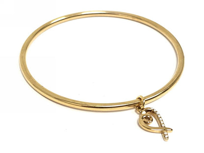 Βραχιόλι Ατσάλι 316L, με καρδιά και στρας σε χρώμα Χρυσαφί