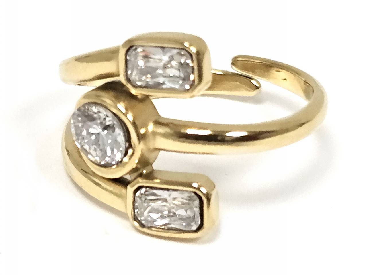 Δαχτυλίδι Ατσάλι 316L, με στρας σε χρώμα Χρυσαφί