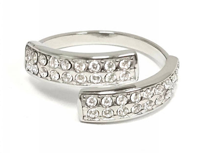 Δαχτυλίδι Ατσάλι 316L, με στρας σε χρώμα Ασημί