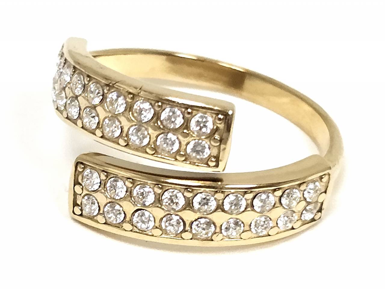 Δαχτυλίδι Ατσάλι 316L, με στρας σε χρώμα Χρυσαφί