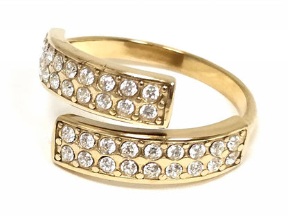 Δαχτυλίδι Ατσάλι 316L, με στρας σε χρώμα Χρυσαφί