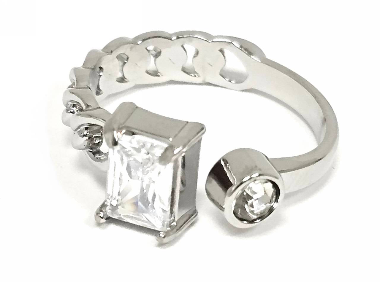 Δαχτυλίδι Ατσάλι 316L, με στρας σε χρώμα Ασημί