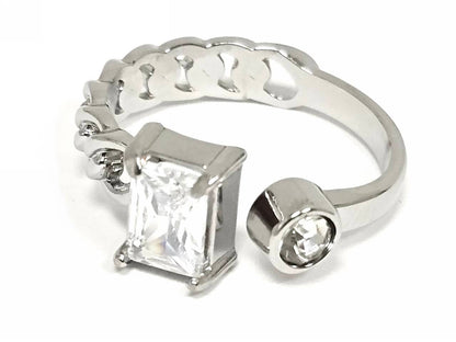 Δαχτυλίδι Ατσάλι 316L, με στρας σε χρώμα Ασημί