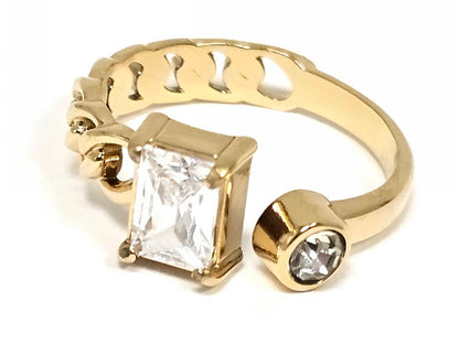 Δαχτυλίδι Ατσάλι 316L, με στρας σε χρώμα Χρυσαφί