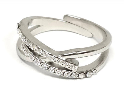 Δαχτυλίδι Ατσάλι 316L, με στρας σε χρώμα Ασημί