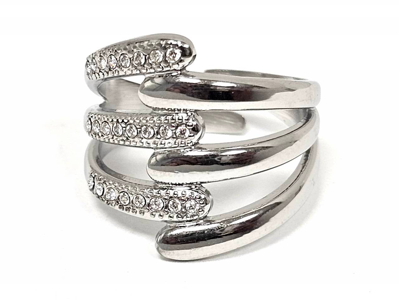 Δαχτυλίδι Ατσάλι 316L, με στρας σε χρώμα Ασημί