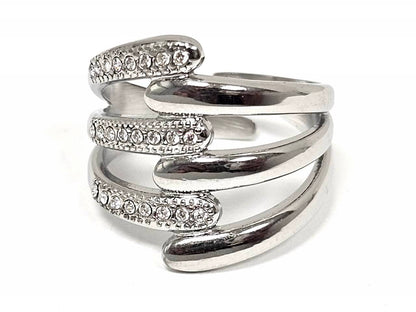 Δαχτυλίδι Ατσάλι 316L, με στρας σε χρώμα Ασημί