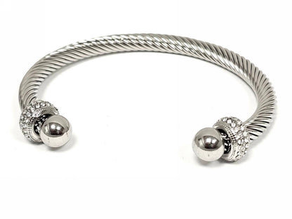 Βραχιόλι Ατσάλι 316L, με στρας σε χρώμα Ασημί
