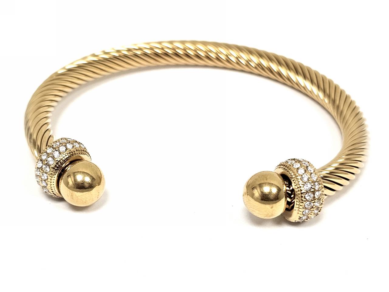 Βραχιόλι Ατσάλι 316L, με στρας σε χρώμα Χρυσαφί