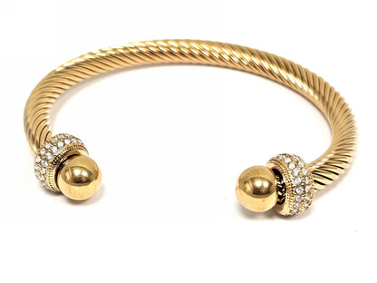 Βραχιόλι Ατσάλι 316L, με στρας σε χρώμα Χρυσαφί