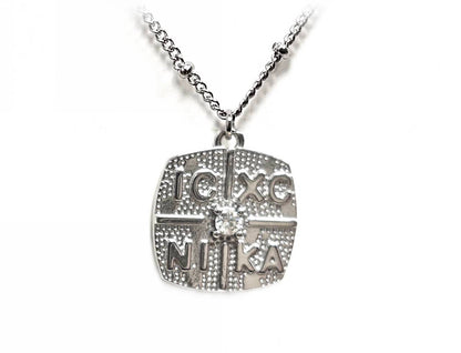 Κολιέ Ατσάλι 316L, αλυσίδα με σταυρό και στρας σε χρώμα Ασημί