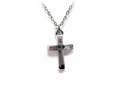 Κολιέ Ατσάλι 316L, αλυσίδα με σταυρό σε χρώμα Ασημί