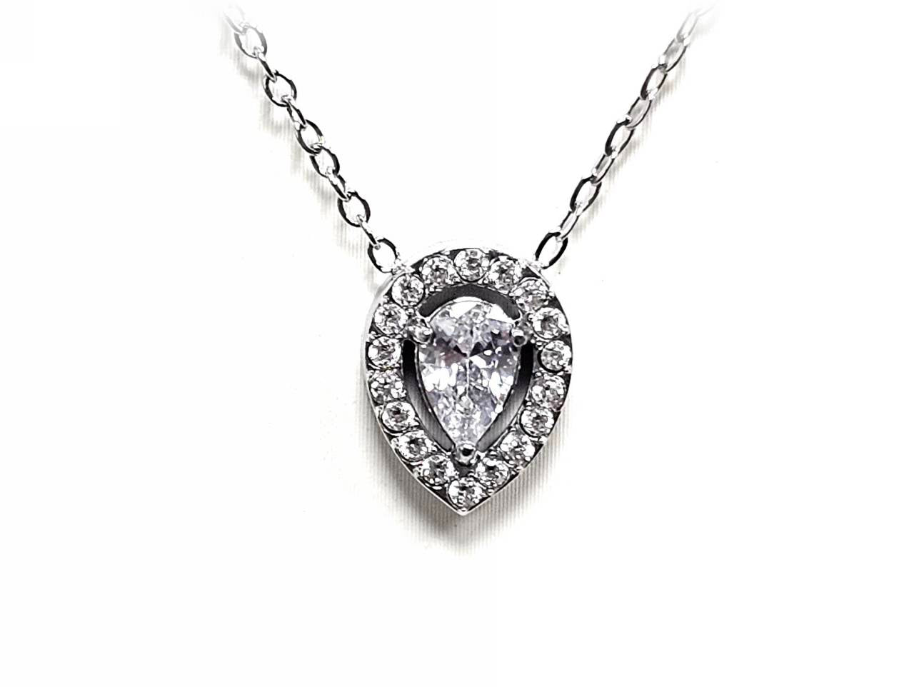 Κολιέ Ατσάλι 316L, αλυσίδα με στρας σε χρώμα Ασημί