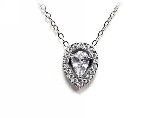 Κολιέ Ατσάλι 316L, αλυσίδα με στρας σε χρώμα Ασημί