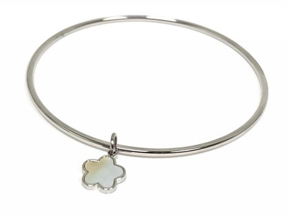 Βραχιόλι Ατσάλι 316L, με λουλούδι φίλντισι σε χρώμα Ασημί