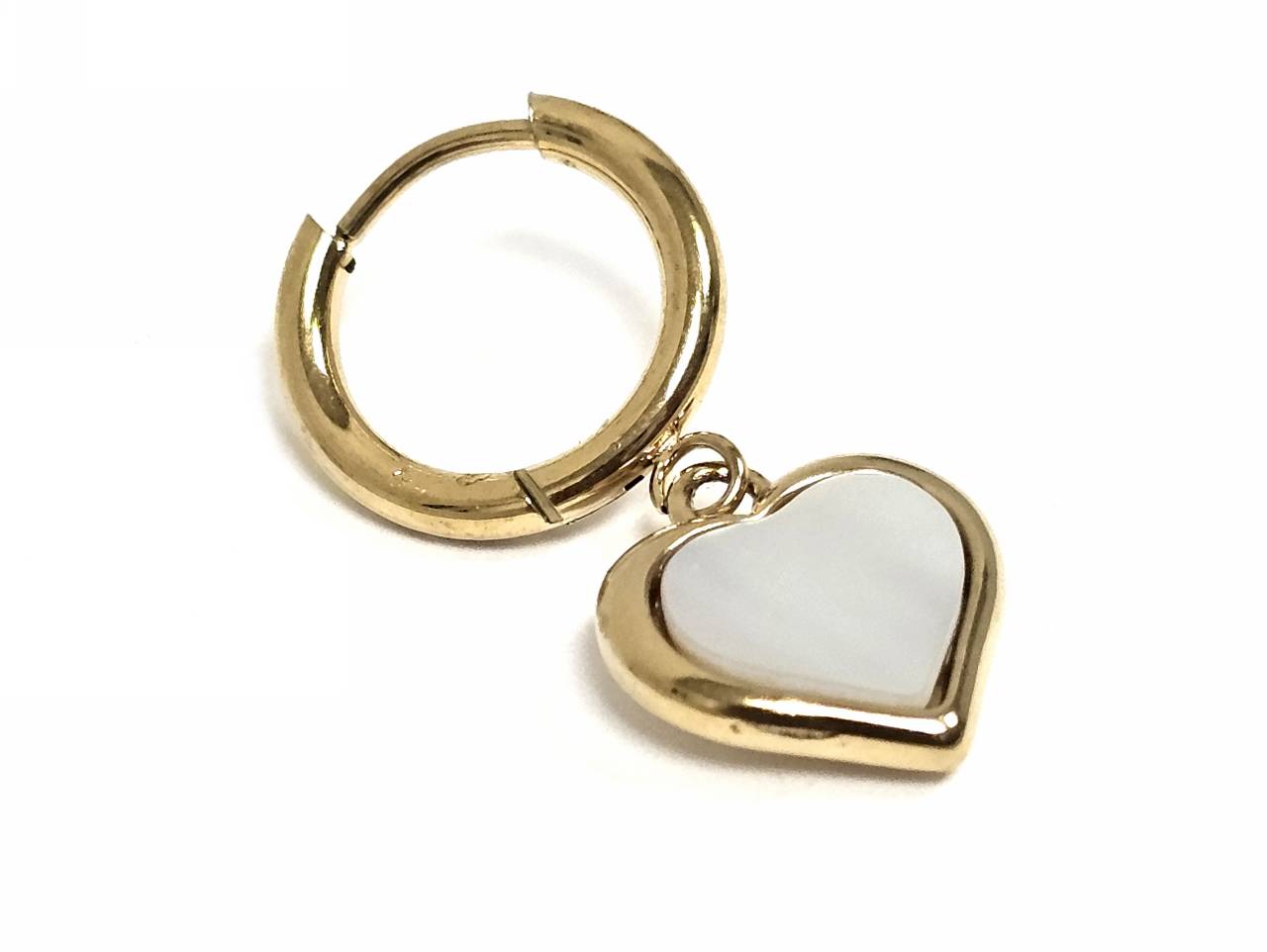Σκουλαρίκια Ατσάλι 316L, κρίκος με καρδιά και φίλντισι σε χρώμα Χρυσαφί