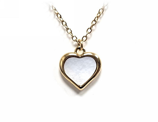 Κολιέ Ατσάλι 316L, αλυσίδα με καρδιά φίλντισι σε χρώμα Χρυσαφί