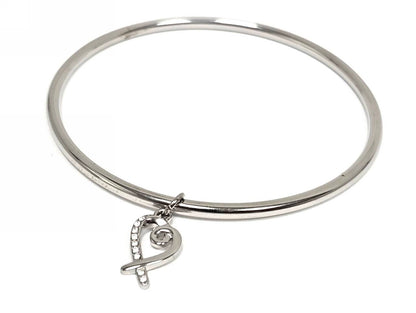 Βραχιόλι Ατσάλι 316L, με καρδιά και στρας σε χρώμα Ασημί