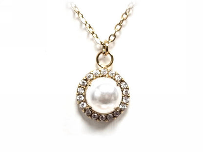 Κολιέ Ατσάλι 316L, αλυσίδα με πέρλα και στρας σε χρώμα Χρυσαφί