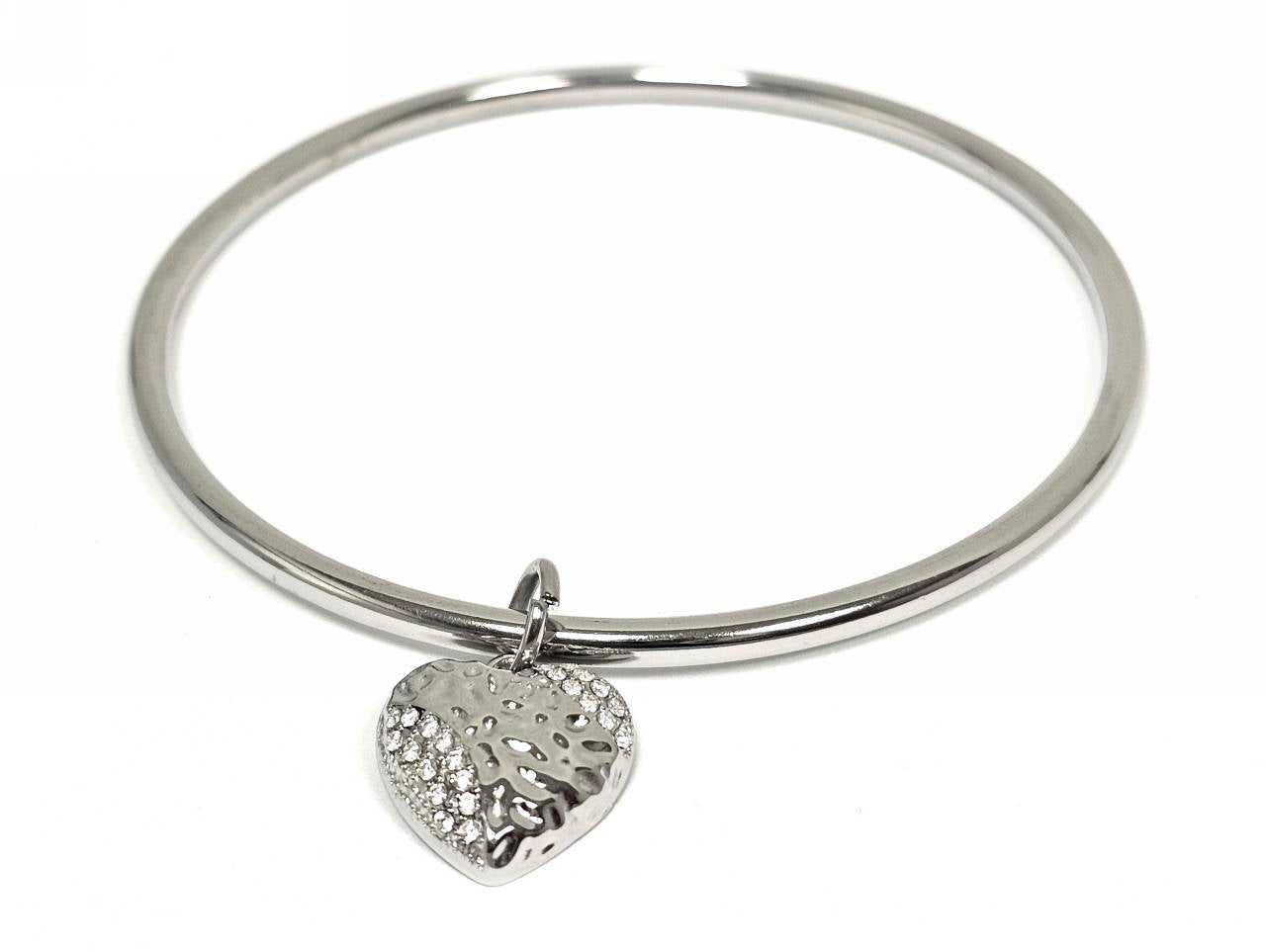 Βραχιόλι Ατσάλι 316L, με καρδια και στρας σε χρώμα Ασημί