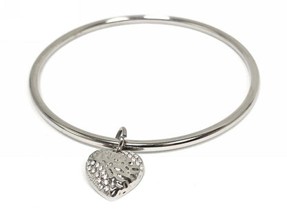 Βραχιόλι Ατσάλι 316L, με καρδια και στρας σε χρώμα Ασημί