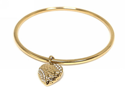Βραχιόλι Ατσάλι 316L, με καρδια και στρας σε χρώμα Χρυσαφί