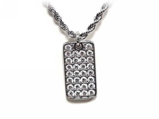 Κολιέ Ατσάλι 316L, αλυσίδα με στρας σε χρώμα Ασημί 2cm