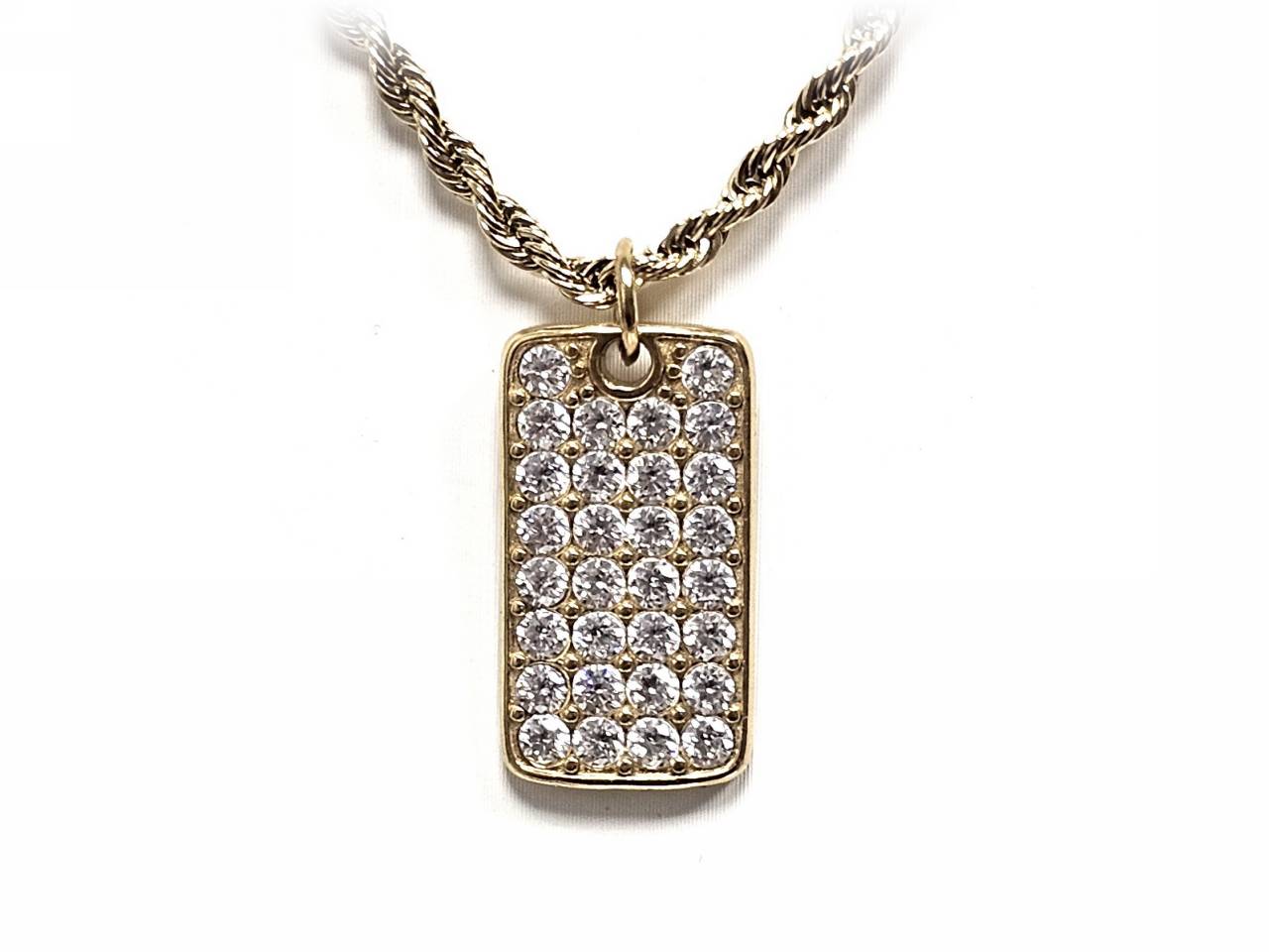 Κολιέ Ατσάλι 316L, αλυσίδα με στρας σε χρώμα Χρυσαφί 2cm