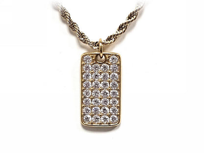 Κολιέ Ατσάλι 316L, αλυσίδα με στρας σε χρώμα Χρυσαφί 2cm