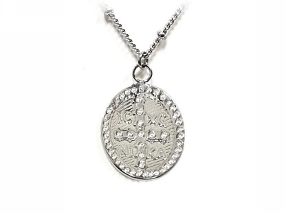 Κολιέ Ατσάλι 316L, αλυσίδα με σταυρό και στρας σε χρώμα Ασημί