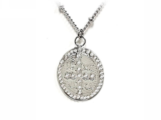 Κολιέ Ατσάλι 316L, αλυσίδα με σταυρό και στρας σε χρώμα Ασημί