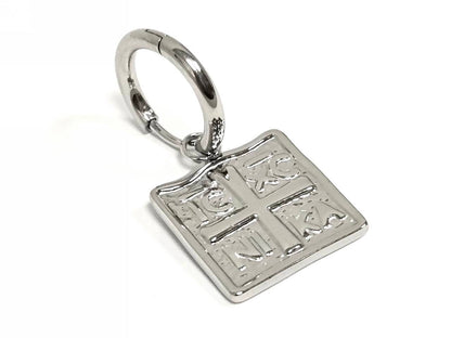 Σκουλαρίκια Ατσάλι 316L, κρίκος με σταυρό σε χρώμα Ασημί