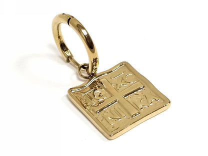 Σκουλαρίκια Ατσάλι 316L, κρίκος με σταυρό σε χρώμα Χρυσαφί