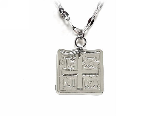 Κολιέ Ατσάλι 316L, αλυσίδα με σταυρό σε χρώμα Ασημί