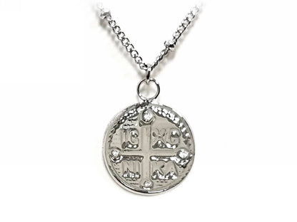 Κολιέ Ατσάλι 316L, αλυσίδα με σταυρό και στρας σε χρώμα Ασημί