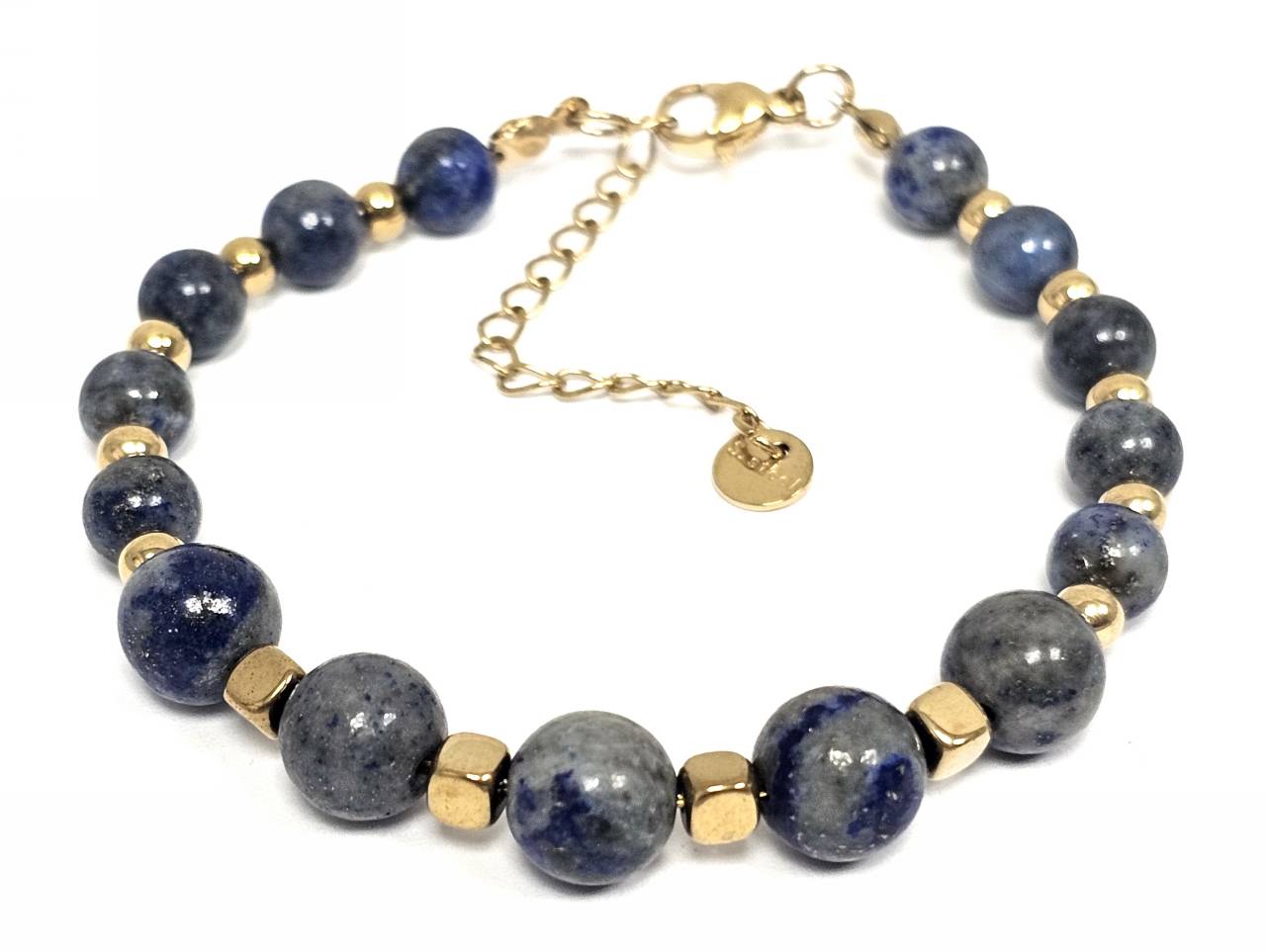 Γυναικείο Βραχιόλι Lapis Lazuli με Χρυσαφί Ατσάλι και Αιματίτη | 2610-242X