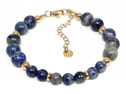 Γυναικείο Βραχιόλι με Πέτρες Lapis Lazuli & Χρυσαφί Ατσάλι | 2610-244X