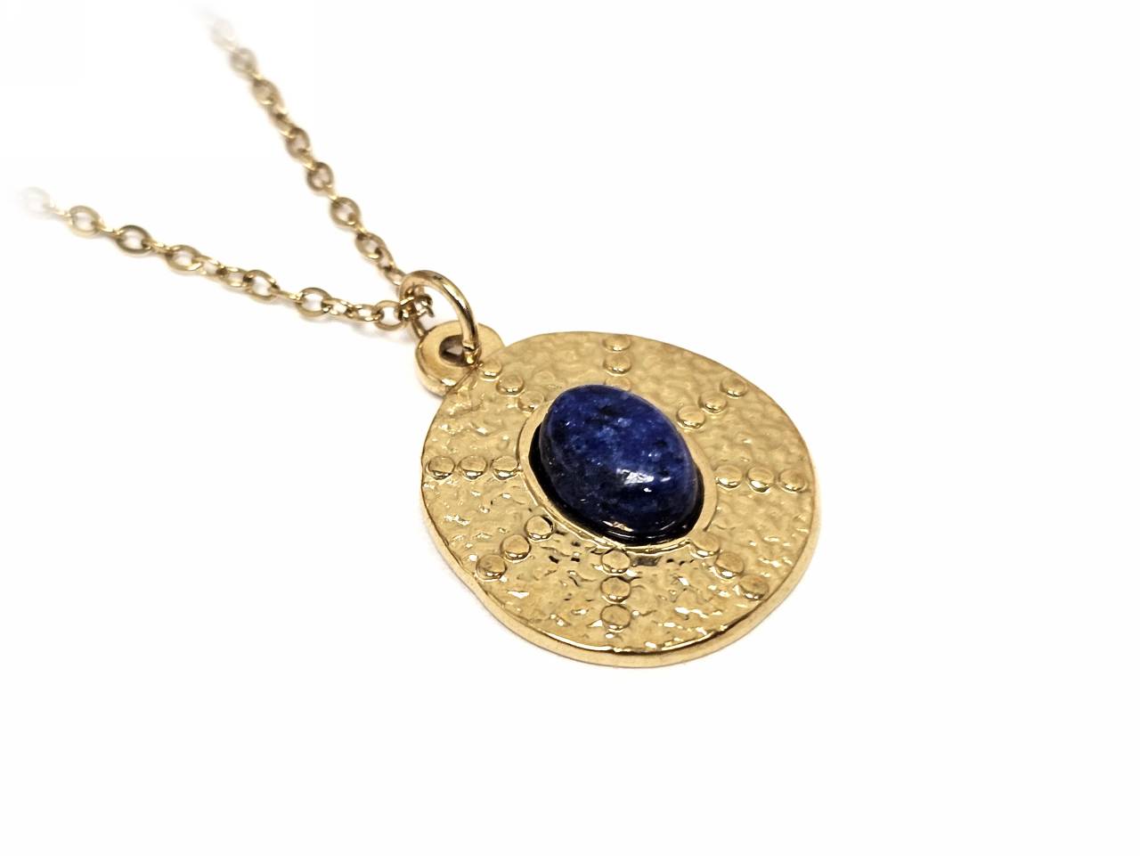 Γυναικείο Κολιέ Χρυσαφί Ατσάλι 316L με Lapis Lazuli | 2610-436X