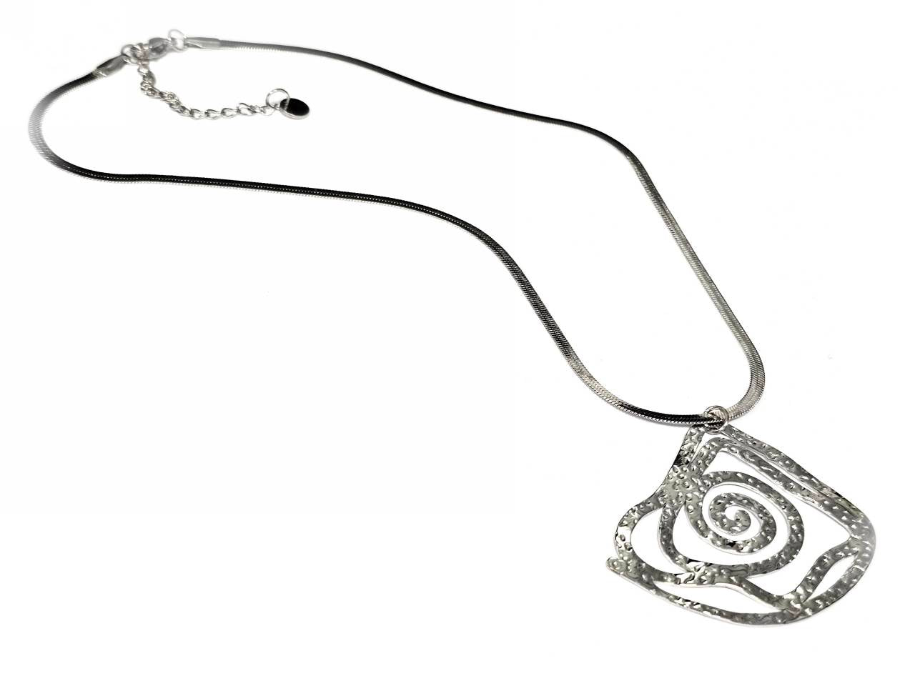 Γυναικείο Ατσάλινο Κολιέ Snake Chain με Αφηρημένο Σφυρήλατο Σχέδιο Σπείρας | 2613-118A