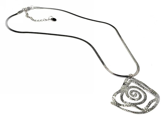 Γυναικείο Ατσάλινο Κολιέ Snake Chain με Αφηρημένο Σφυρήλατο Σχέδιο Σπείρας | 2613-118A