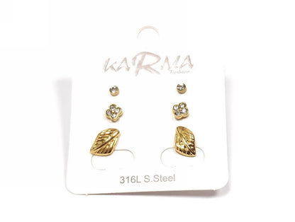 Σετ 6 Ζευγάρια Γυναικεία Σκουλαρίκια KARMA Fashion με Κρύσταλλα και Διάφορα Σχέδια από Ανοξείδωτο Ατσάλι | 2412-135X