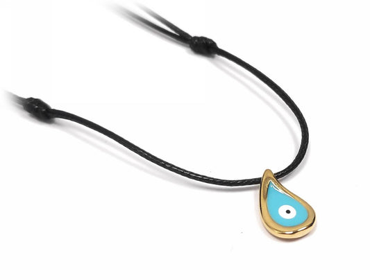 Γυναικείο Κολιέ Μενταγιόν Σταγόνα με Χρυσό Περίγραμμα & Μάτι της Προβιδέντσας