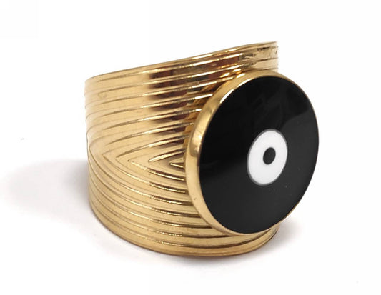 Δαχτυλίδι Ατσάλι 316L, με μάτι σε χρώμα Χρυσαφί